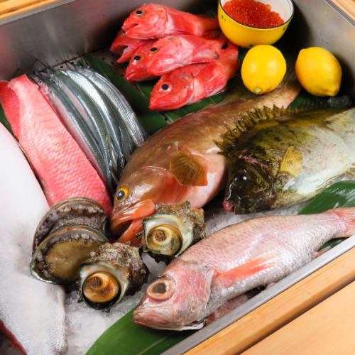 Custom-made sushi case cooled with ice