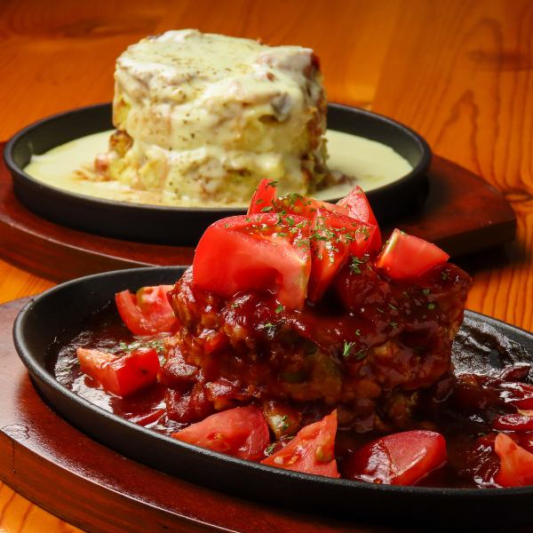 【看板メニュー】高さに驚愕！新感覚！愛媛県産トマトを使用した「2層仕立て」のお好み焼き