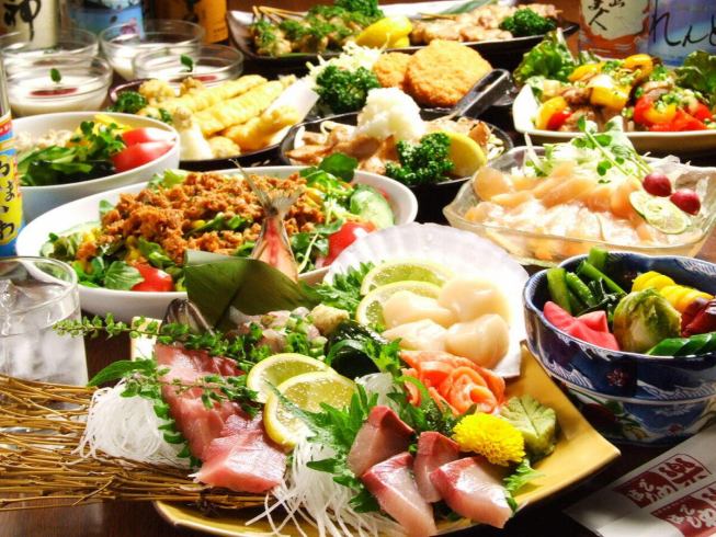 お刺身、揚げ物、デザート…充実のコース!生ビールOKで3500円~