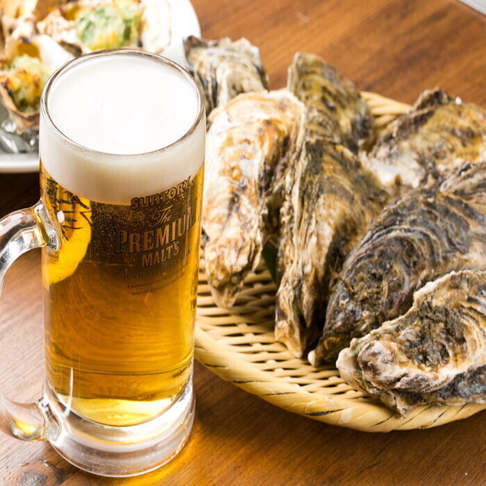 4000円台でお得に宴会♪名物焼き牡蠣とキンキン冷えたビール