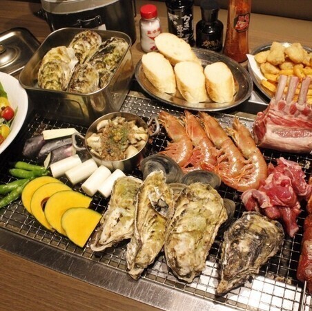 5000円台で贅沢海鮮BBQ★名物牡蠣&お肉の豪華飲み放題
