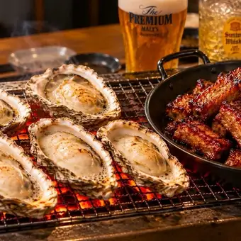 [2.5H All-You-Can-Drink Included] Our signature BBQ course featuring grilled oysters in the shell and juicy pork ribs!