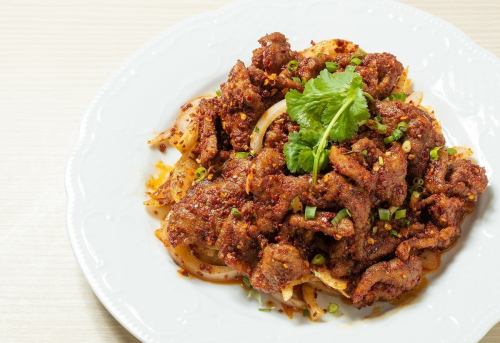 Stir-fried lamb meat with Japanese pepper cumin