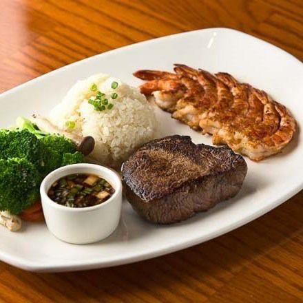 Angus rump and grilled shrimp combo