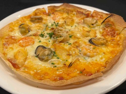 Seafood pizza