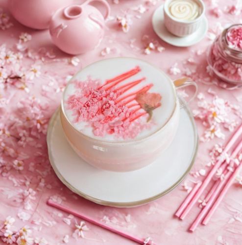 さくらカモミールハニーティーラテ