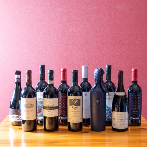 A wide variety of wines carefully selected by sommeliers