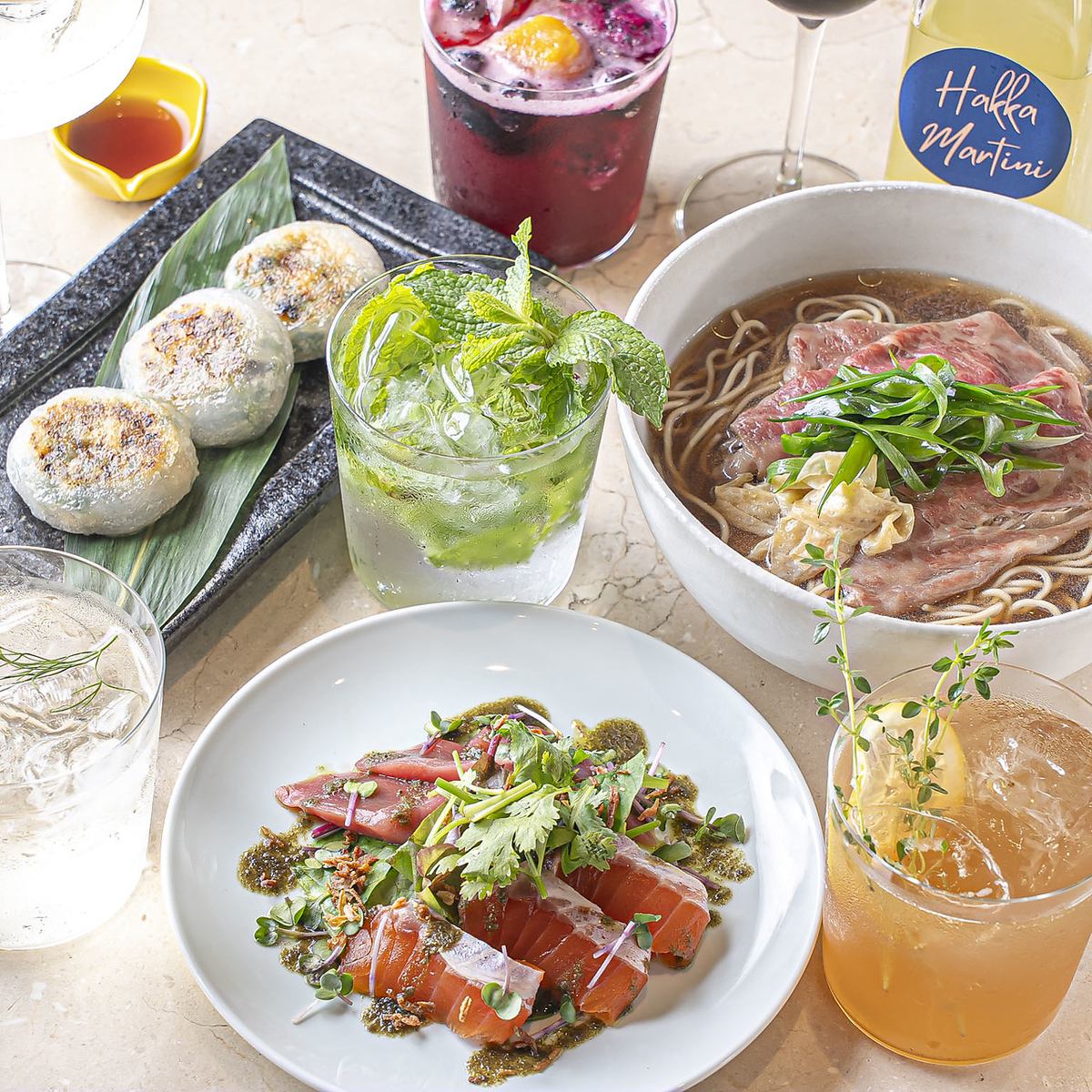 高品質な食材を使用した本格和食とオリジナルカクテルの調和をご堪能ください