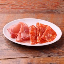 Assortment of raw ham and salami