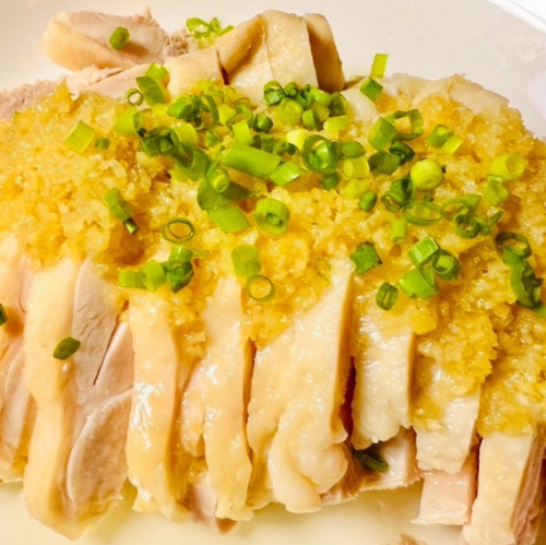 国産蒸し鶏の葱生姜ソース