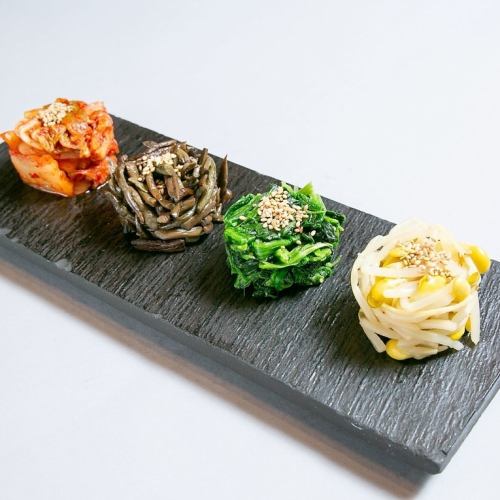 Assortment of 4 types of kimchi and namul