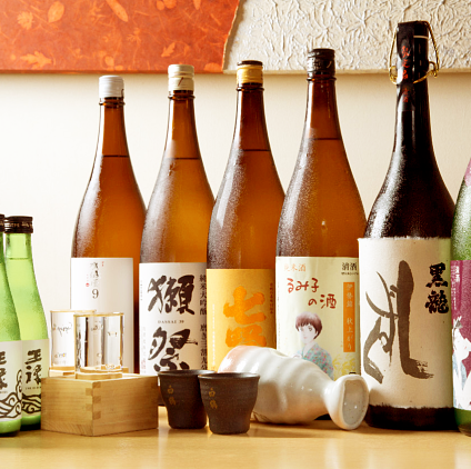 [A wide variety of sake available]