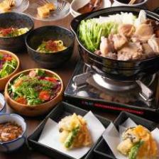 〈鍋コース/鶏鍋〉厳選出汁の鶏鍋と新鮮魚の天麩羅　翡翠コース