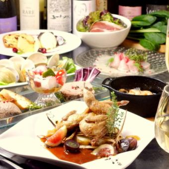 最受歡迎的【車庫套餐】9道菜+2小時無限暢飲5,000日圓（含稅）