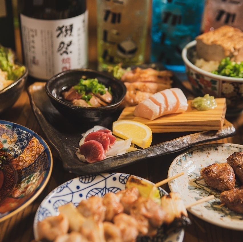炭火で焼き上げる焼鳥はジューシー♪4500円～飲放付きコース有