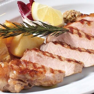 Oven-roasted pork loin with herbs