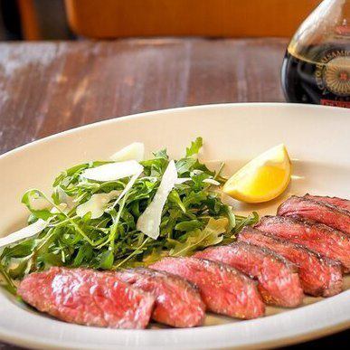 Charcoal grilled Japanese black beef tagliata with 15 year aged balsamic sauce