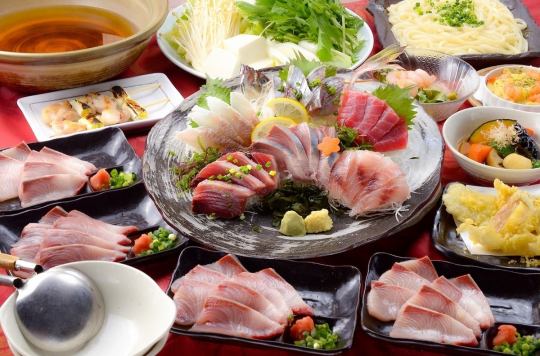 5種から選べるお鍋付き♪お刺身6点盛や穴子と白身魚の天ぷら等8品＆2時間飲み放題 5500円