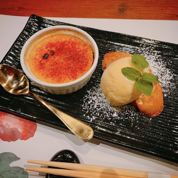 自家製クレームブリュレとバニラアイス