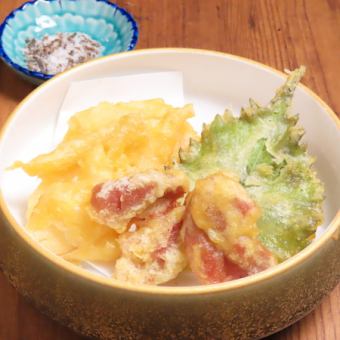 ガリと梅干しの天ぷら