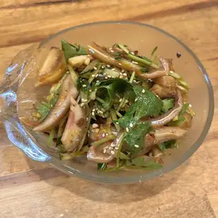 Cucumber and pig's ear salad