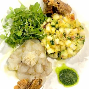 Directly sent from Noto Gas shrimp Tartara Kawasaki Vegetables mixed with raw karasumi