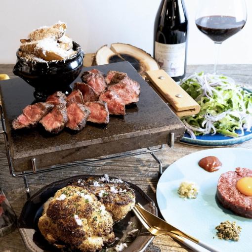 Free-flow course♪ 6 dishes including chunk steak/horse meat tartare, 2 hours of all-you-can-drink for 6,800 yen
