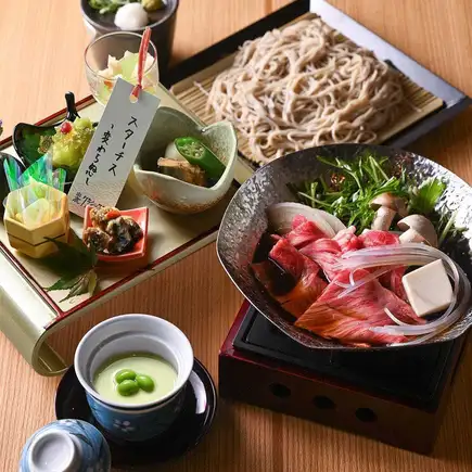 《宴会におすすめ》 近江牛のすきしゃぶと十割蕎麦コース