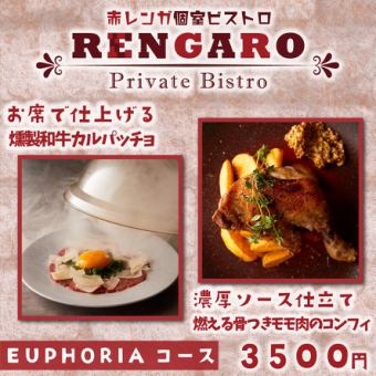 【人气No.1】“Euphoria套餐”，包括在眼前燃烧的带骨大腿肉在内的9种菜肴