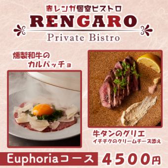 Includes up to 3 hours of all-you-can-drink!! Euphoria Course: 8 dishes including Rengaro's specialty menu for 4,500 yen