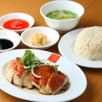 Roast chicken rice (one serving) with aromatic rice and soup