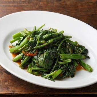 Stir-fried green vegetables sambal