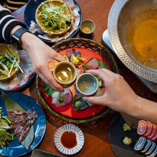 [For year-end parties] 2 hours of all-you-can-drink included! Yellowtail shabu-shabu and pork shabu-shabu banquet course 5,500 yen (tax included)