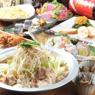 【豪华神乐套餐】广岛特产海胆菠菜，以及特制内脏火锅！共8道菜，含90分钟畅饮，6500日元