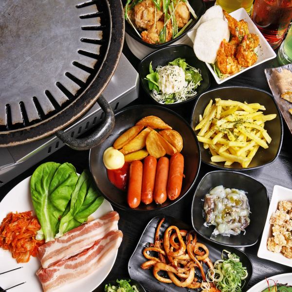 しゃぶしゃぶ⇒サムギョプサル食べ放題に変更可!!さらに+300円で焼き肉メニューも追加OK♪