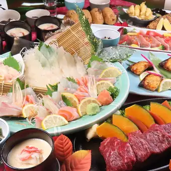 厳選コース[◆赤牛のステーキ/活魚造り等9品＋110分飲み放題付き]　8000円