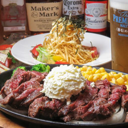 [Course A + 120 minutes all-you-can-drink] Western steak 180g included!! 120 minutes all-you-can-drink included, 8 dishes 6,000 yen
