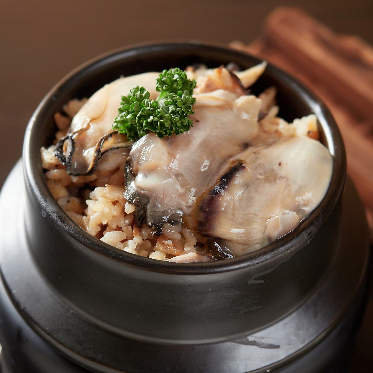 A luxurious rice pot dish made with plump oysters