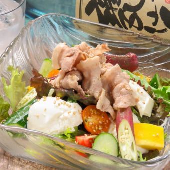 濑户内猪肉和自制豆腐芝麻沙拉