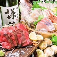 [No. 1 in popularity] All-you-can-drink unlimited time on weekdays ≪5 kinds of gorgeous fresh fish caught in the morning x Shikata beef steak≫ Popular course 4000 yen