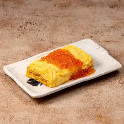 Rolled omelet with salmon roe