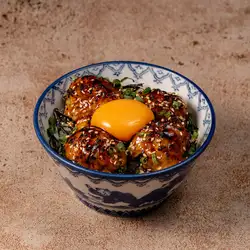 Specialty Tsukune Donburi (chicken meatball rice bowl)