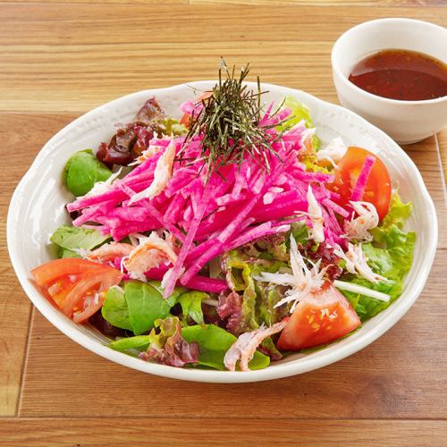 Refreshing salad with crab and colorful radish