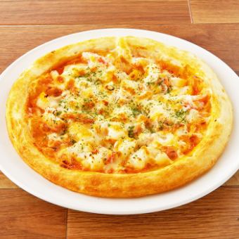 Crab and potato pizza