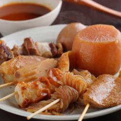 Chef's choice of 8 skewers (with special oden miso)