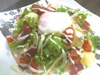 Caesar salad with potato and onsen egg