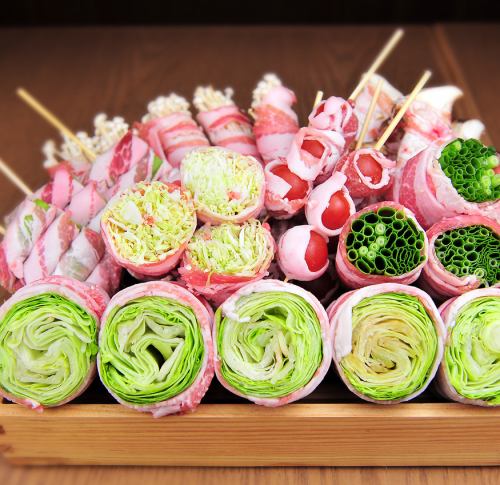 Specialty! Meat-wrapped vegetable skewers