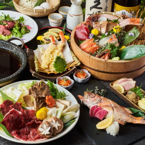 April/May [Banquet] Most popular! For welcoming/farewell parties ◎ Murakami beef shabu-shabu and 5 kinds of fresh fish plan ■ 2 hours all-you-can-drink, 9 dishes, 5,000 yen