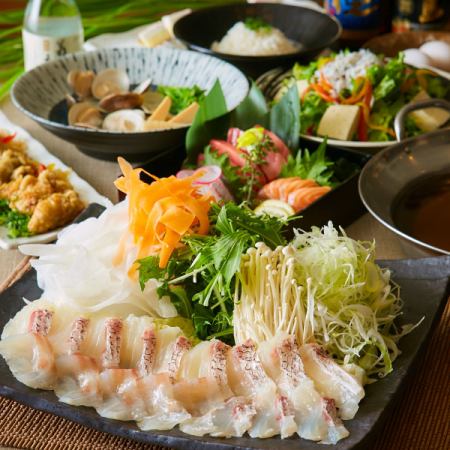 4・5月【匠】鯛のしゃぶしゃぶや鮮魚3種盛り付き宴会プラン■2時間飲み放題付き8品4500円