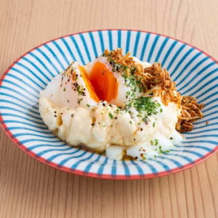 Potato salad with soft-boiled eggs